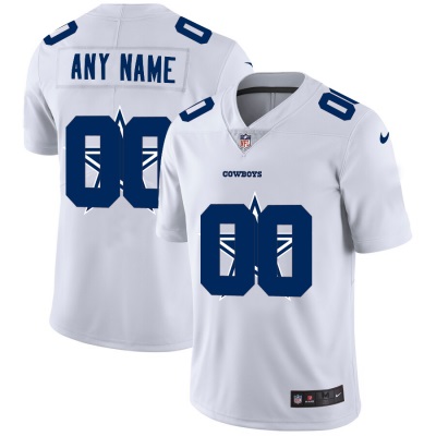 Dallas Cowboys Custom White Men's Nike Team Logo Dual Overlap Limited NFL Jersey